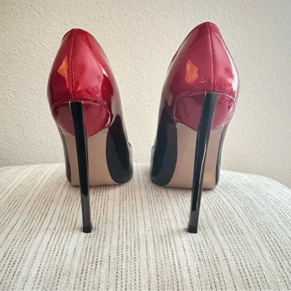 Ombre Black and Red Stiletto Heels - Picture 4 of 7
